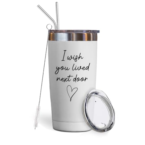 Freundschafts-Wikinger-Becher mit Aufschrift "I Wish You Lived Next Door", lustiges witziges Geschenk für beste Freunde, BFF, Soulmate-Geburtstagsgeschenk für Männer und Frauen, Weiß, 590 ml) von Bubble Hugs