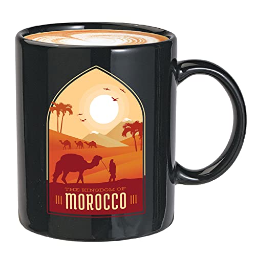 Marokko-Kaffeetasse, 325 ml, Schwarz – Der K der Marokko, Camel Sahara Wüste Tourist Souvenir Reise Afrika Arabisch von Bubble Hugs