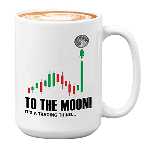 Stock Trader Kaffeetasse – To The Moon – Investment Stock Market Traders Brokers Finanzberater 425 ml weiß von Bubble Hugs