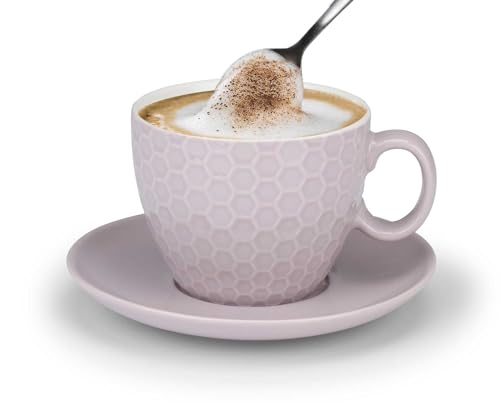BUBBLE STORE Cappuccino-Tassen Set 8 tlg., Keramik Tasse mit Untertasse, Volumen je 200 ml (Grau), 43865 von Bubble Store