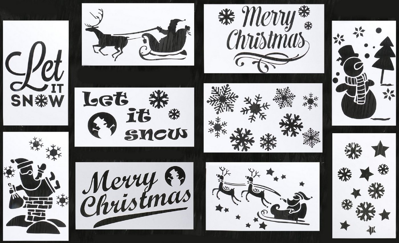 Bubble-Store Motivschablone 10 verschiedene Weihnachtsmotive zum Aufsprühen, Weihnachtsschablonen Bubble-Store Motivschablone 10 verschiedene Weihnachtsmotive zum Aufsprühen, Weihnachtsschablonen von Bubble-Store