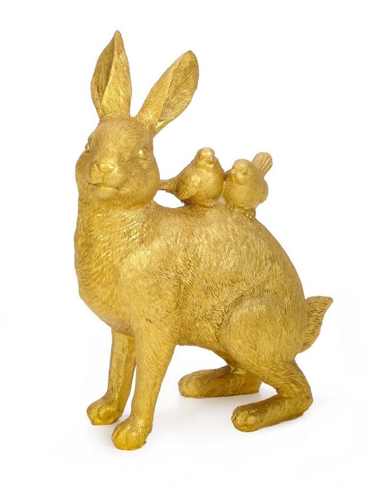Bubble-Store Osterhase Figur (Oster Deko Figur), Osterhase mit 2 Vögelchen auf dem Rücken von Bubble-Store