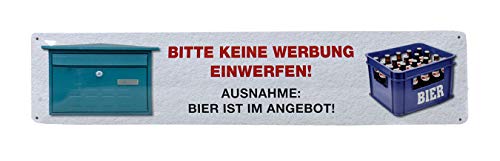 Bubble-Store Straßenschild ca. 46 x 10 cm, Blechschild Bitte keine Werbung einwerfen! Außnahme: Bier, gewölbte Qualität von Bubble-Store