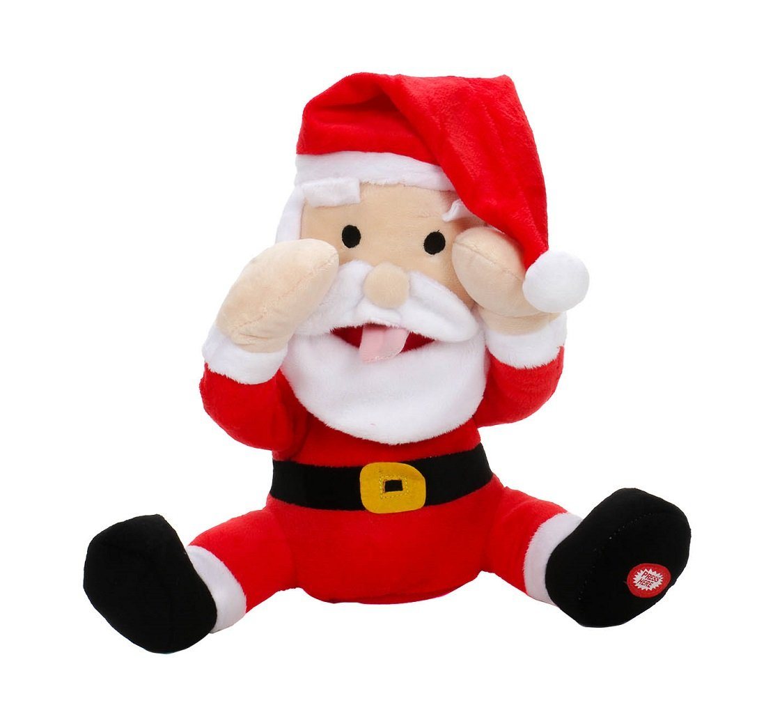 Bubble-Store Weihnachtsfigur Lustige Weihnachtsfigur mit Bewegung und Ton, spielt auf Knopfdruck (Weihnachtsmann mit rausgestreckter Wackelzunge, während die Hände vor die Augen und zurück gehen), Weihnachtsmann Figur mit Jingle Bells Musik von Bubble-Store