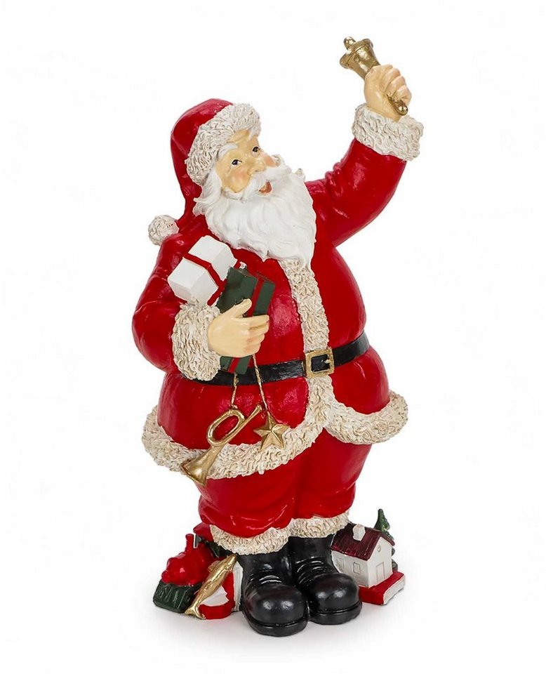 Bubble-Store Weihnachtsfigur Retro-Weihnachtsmann (Weihnachtsmann Figur mit Glocke), Weihnachtsfigur von Bubble-Store