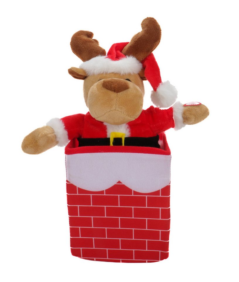 Bubble-Store Weihnachtsfigur Weihnachtselch im Kamin (Elch bewegt sich auf und ab, singt zu Merry Christmas), Weihnachtselch Figur mit Weihnachtsmusik, Weihnachten, Dekofigur von Bubble-Store