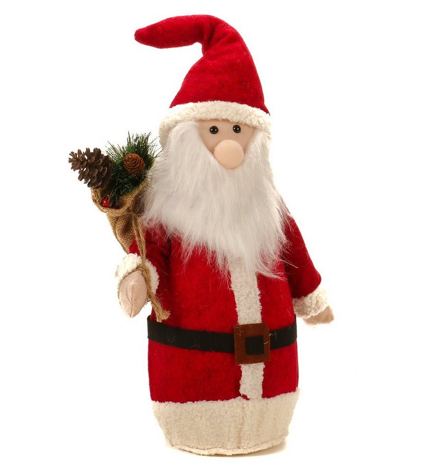 Bubble-Store Weihnachtsfigur Weihnachtsfigur (Nikolaus freistehend Größe ca. 60 x 30 x 20 cm), Weihnachtsmann mit leuchtender Knollennase von Bubble-Store