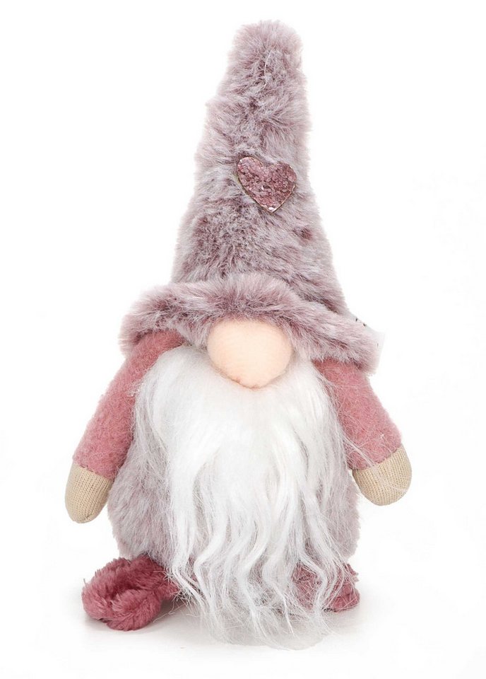 Bubble-Store Weihnachtsfigur Weihnachtswichtel mit rosa oder lila Zipfelmütze (Wichtel mit Bart und Plüsch-Zipfelmütze), Wichtel Weihnachtsfigur von Bubble-Store