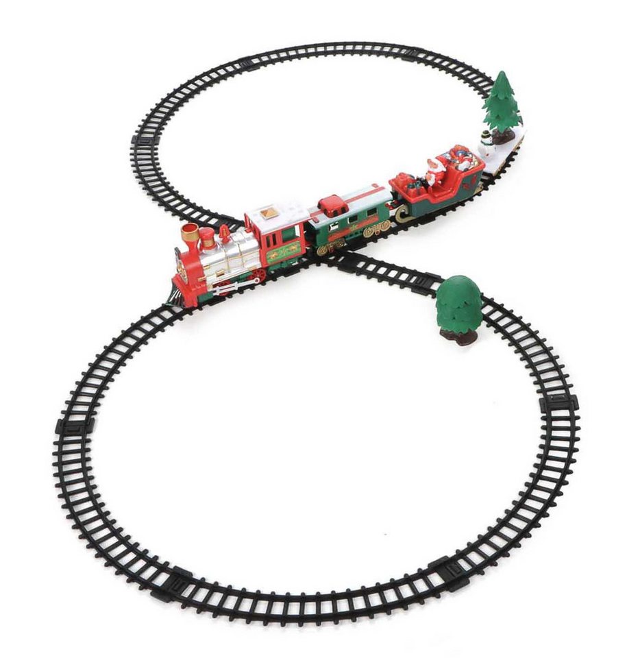 Bubble-Store Weihnachtsfigur Weihnachtszug mit Licht und Ton (Weihnachtsmannschlitten, Waggon und Frachtwagen), Elektrische Eisenbahn von Bubble-Store