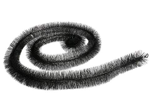 Dachrinnen-Schutzgitter, Dachrinnen-Schmutzfang, Dachrinnenbürste, Edelstahl-Strang mit robusten Kunststoffborsten, Rinnenraupe, schwarz, Größe (LxØ) ca. 4 m x 12 cm von Bubble Store