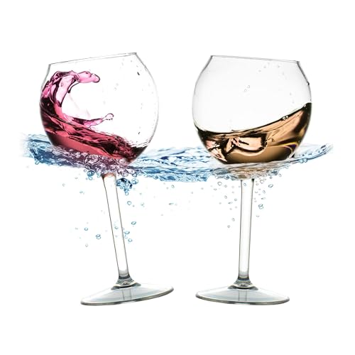 Schwimmende Weingläser für Pool (510 ml, 2er-Set) - Bruchsichere Strandgläser Mit Stiel, Outdoor-Becher Aus Tritan-Kunststoff von BubbleWally