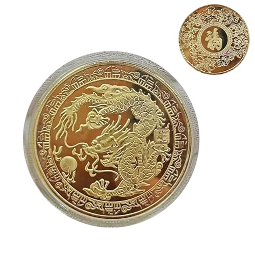 Bubei Chinesische Gedenk-Glücksmünze – Gold-Sternzeichen-Drachen-Silbermünze – 2024, Sammlerstück, Retro-Souvenirmünze, Geprägtes Handwerksabzeichen, Geschenk, Feiertagsdekoration, Souvenirkunst von Bubei