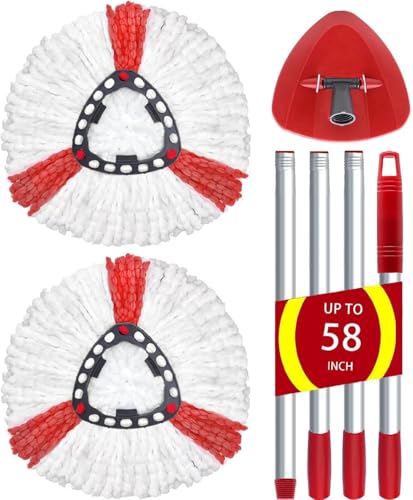 Wischmopp Ersatzköpfe für Turbo 2-in-1, Bodenwischer Set Kompatibel mit Vileda EasyWring&Clean, Wischmop Ersatzbezug, 2 Moppköpfe +1 Stiel +1 Moppbasis für mop, auch fur empfindliche Boden Wischmopp Ersatzköpfe für Turbo 2-in-1, Bodenwischer Set Kompatibel mit Vileda EasyWring&Clean, Wischmop Ersatzbezug, 2 Moppköpfe +1 Stiel +1 Moppbasis für mop, auch fur empfindliche Boden von Bublador