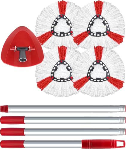 Wischmopp Ersatzbezug für Turbo 2-in-1, Bodenwischer Set Kompatibel mit Vileda EasyWring&Clean, Wischmop Ersatz, 4 Moppköpfe +1 Stiel +1 Moppbasis für mop, auch fur empfindliche Boden Wischmopp Ersatzbezug für Turbo 2-in-1, Bodenwischer Set Kompatibel mit Vileda EasyWring&Clean, Wischmop Ersatz, 4 Moppköpfe +1 Stiel +1 Moppbasis für mop, auch fur empfindliche Boden von Bublador