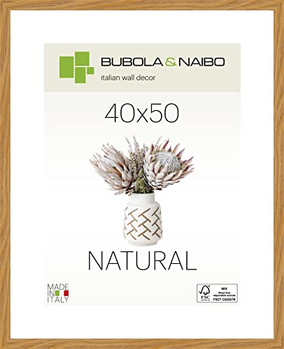 Bilderrahmen 40 x 50 cm hell braun Holz FSC zertifiziert Hoch- u. Querformat Portrait-Rahmen von Bubola & Naibo