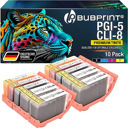 Bubprint 10 Druckerpatronen kompatibel als Ersatz für Canon PGI-5 CLI-8 für Pixma IP3300 IP3500 IP4200 IP4300 IP4500 IP5200 IX4000 MP510 MP600 MP610 MP970 MX700 von Bubprint