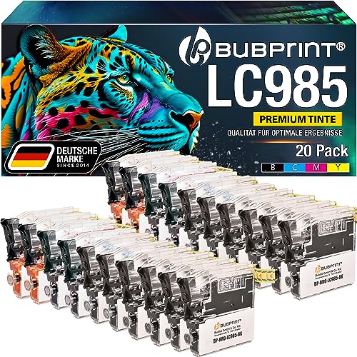 Bubprint 20 Druckerpatronen kompatibel als Ersatz für Brother LC-985 für DCP-J125 DCP-J140W DCP-J315W DCP-J515W MFC-J220 MFC-J265W MFC-J410 MFC-J415W Multipack von Bubprint