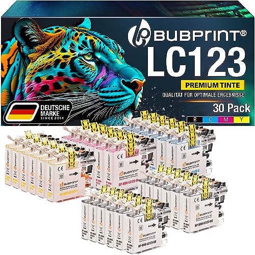 Bubprint 30 Druckerpatronen kompatibel als Ersatz für Brother LC-123 für DCP-J132 DCP-J152 W DCP-J4110 DCP-J552 DCP-J752 DW MFC-J245 MFC-J4410 MFC-J4510 MFC-J470 MFC-J6520 MFC-J6720 MFC-J870 DW von Bubprint