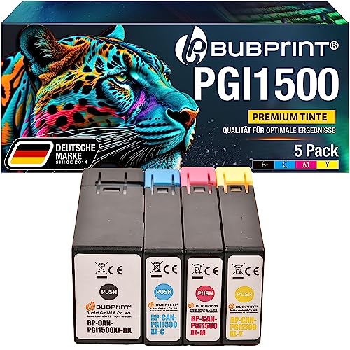 Bubprint 4 Druckerpatronen kompatibel als Ersatz für Canon PGI-1500XL für Maxify MB2000 MB2050 MB2100 MB2150 MB2155 MB2300 MB2350 MB2700 MB2750 MB2755 Multipack BK C M Y von Bubprint