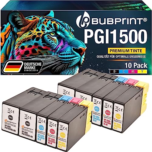 Bubprint 10 Druckerpatronen kompatibel als Ersatz für Canon PGI-1500XL für Maxify MB2000 MB2050 MB2100 MB2150 MB2155 MB2300 MB2350 MB2700 MB2750 MB2755 Multipack BK C M Y von Bubprint