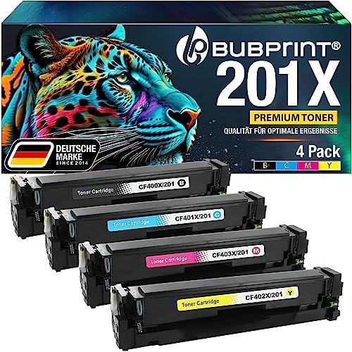 Bubprint 201X 4 Tonerkartuschen kompatibel als Ersatz für HP 201A HP 201X Toner für HP Color Laserjet Pro MFP M277dw M277n M274n M274dn M252dw M252n M277 M270 CF400X CF400A CF401X CF402X CF403X von Bubprint