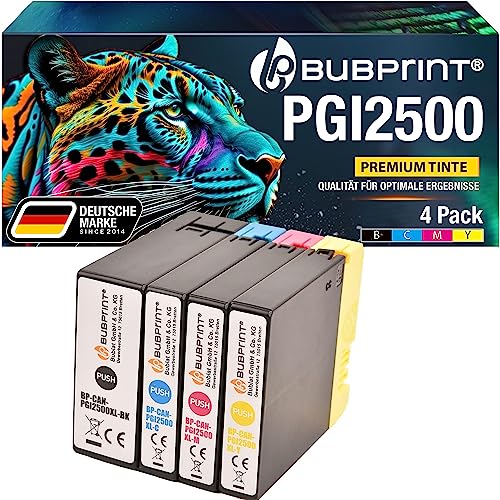 Bubprint 4 Druckerpatronen kompatibel als Ersatz für Canon PGI-2500XL PGI-2500 XL für Maxify iB4050 iB4150 MB5000 MB5050 MB5100 MB5150 MB5155 MB5300 MB5350 MB5400 MB5450 MB5455 (BK/C/M/Y Set) von Bubprint