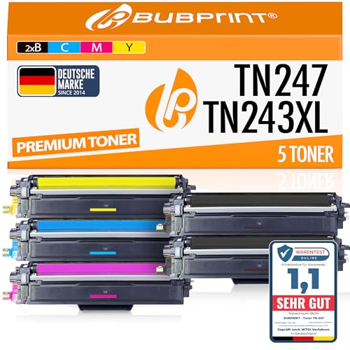 Bubprint TN-247 kompatibel als Ersatz für Toner Brother TN-243CMYK TN247 für Brother MFC-L3750CDW DCP-L3550CDW MFC-L3770CDW HL-L3210CW HL-L3230CDW DCP-L3510CDW HL-L3270CDW MFC-L3710CW L3730 5er-Pack von Bubprint