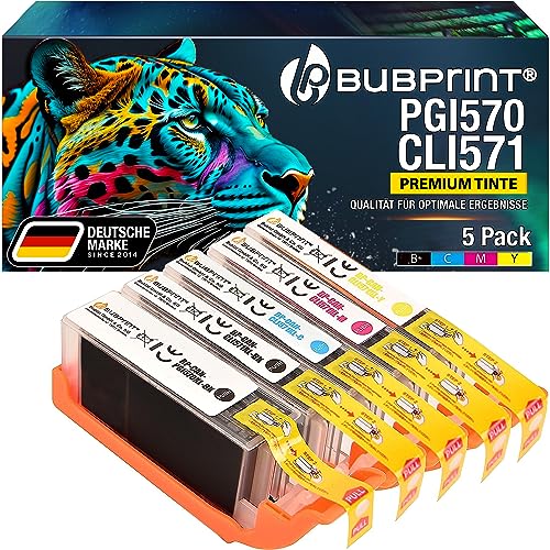Bubprint 5 Druckerpatronen kompatibel als Ersatz für Canon PGI-570 CLI-571 XL für Pixma MG5700 MG5750 MG5752 MG5753 MG6850 MG6852 MG7750 TS5000 TS5050 TS5053 TS5055 TS6050 TS8050 Multipack von Bubprint