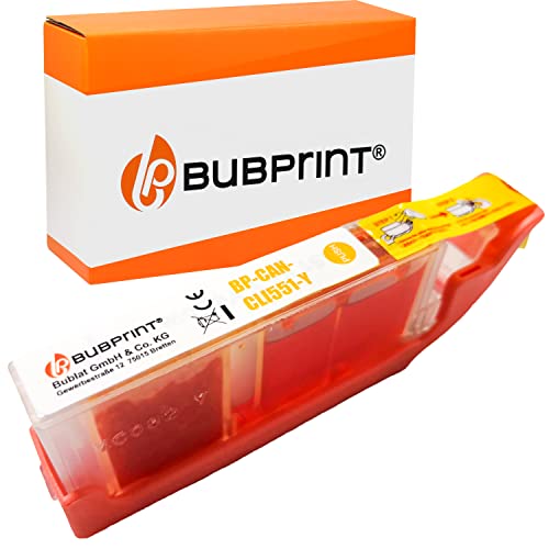 Bubprint Druckerpatrone kompatibel als Ersatz für Canon CLI 551 XL Y CLI-551XL 551XL für Pixma IP7250 IP8750 IX6850 MG5450 MG6450 MG6650 MG7550 MX920 MX925 Gelb von Bubprint