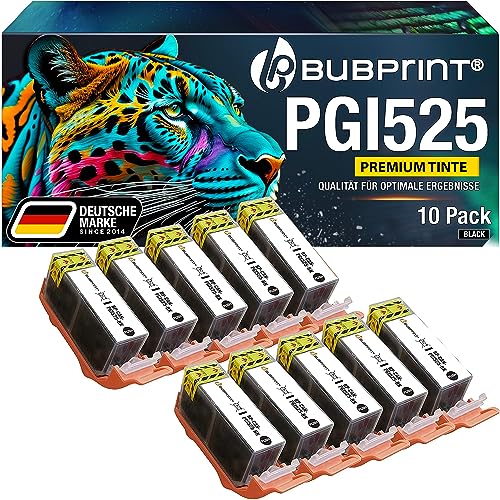 Bubprint 10 Druckerpatronen kompatibel als Ersatz für Canon PGI-525PGBK PGI 525BK für Pixma IP4850 IP4950 IX6550 MG5150 MG5250 MG5350 MG6150 MG6250 MG8150 MG8250 von Bubprint