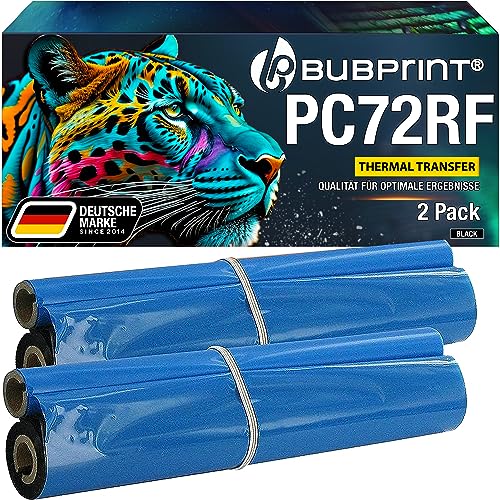 Bubprint 2 Thermotransferrollen kompatibel als Ersatz für Brother PC-72RF PC 72RF PC72RF für Fax T102 T 102 104 T104 T-104 106 T106 T72 T78 92 T92 T98 V1 Schwarz von Bubprint
