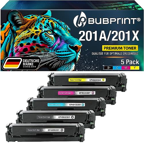 Bubprint 5 Tonerkartuschen kompatibel als Ersatz für HP 201A HP 201X für HP Color Laserjet Pro MFP M277dw M277n M274n M274dn M252dw M252n M277 M270 CF400X CF400A CF401X CF402X CF403X von Bubprint