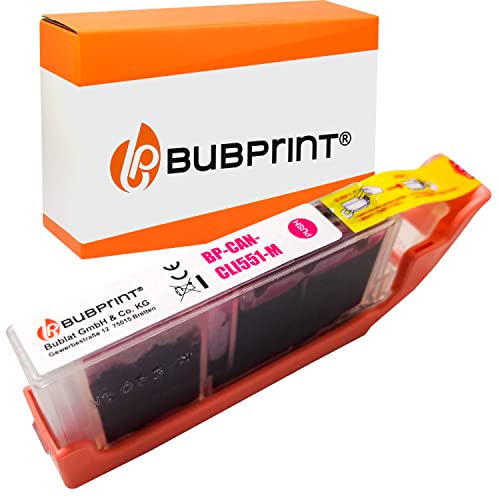 Bubprint Druckerpatrone kompatibel als Ersatz für Canon CLI 551 XL M CLI-551XL 551XL für Pixma IP7250 IP8750 IX6850 MG5450 MG6450 MG7550 MX920 MX925 Magenta von Bubprint