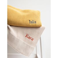 Personalisierte Baby Decke - Gestickter Name Kinderwagen Neugeborene Geschenk Strickdecke Baumwolle von BubsAndBooCo