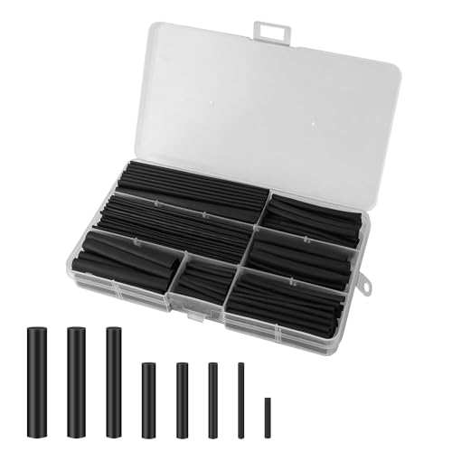 150 Pcs Schrumpfschlauch Set, Schrumpfschläuche 2:1 Verhältnis Schrumpfung, Wasserdichter Schrumpfschlauch für Automotive Electrical Wire Kabel Wrap, Elektrische Kabel Isolierung Tube Kit mit Box von Bubuny