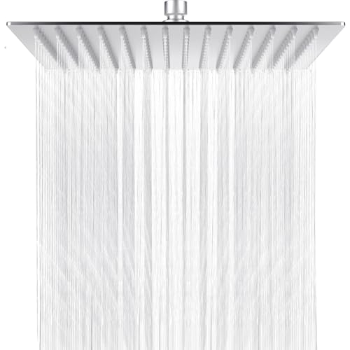 Bubuny Regendusche Duschkopf 8 Zoll, Regenduschkopf aus 304 Edelstahl Verstellbarer Kopfbrause, Quadrat Brausekopf mit Poliert Spiegeleffekt für Wand oder Decke, Einbauduschköpfe 20cm von Bubuny