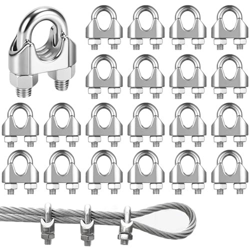 Bubuny Seilklemmen 20 Stück Drahtseilklemme 3mm Edelstahl Seilklemme M3 Drahtseilklemmen Bügelseilklemme Stahlseil Seilverbinder für Seilklemme Klemme Drahtseil Wäscheleine von Bubuny