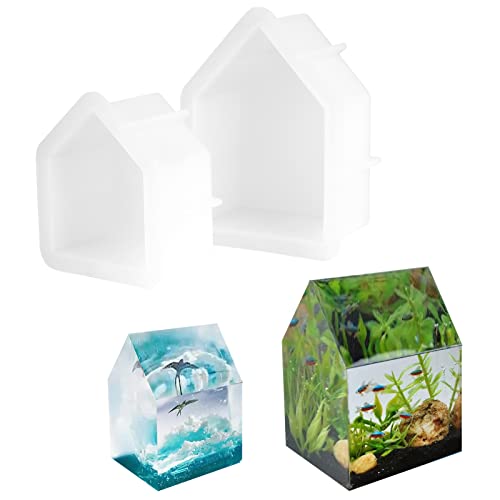 Bubuny 2 Stück Silikonformen Gießformen Hausformen, 3D Gießformen Silikon Formen Epoxidharz für Blumenkonservierung,DIY-Harzkunst, Kristallgeschenk,Wohnkultur für Anfängerset von Bubuny