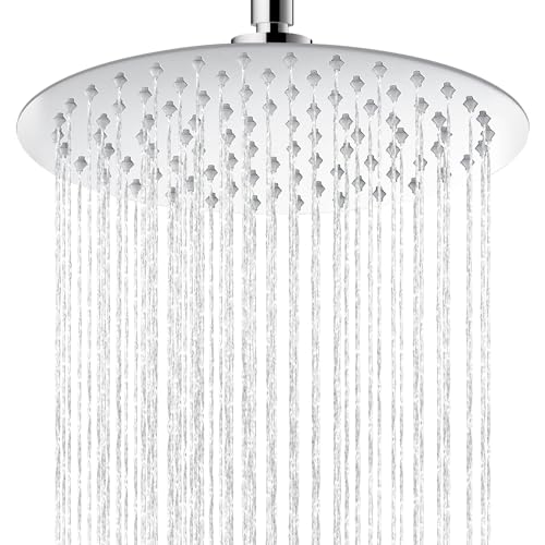 Regendusche Duschkopf 8 Zoll, Regenduschkopf aus 304 Edelstahl Verstellbarer Kopfbrause, Rund Brausekopf mit Poliert Spiegeleffekt für Wand oder Decke, Einbauduschköpfe 20cm von Bubuny