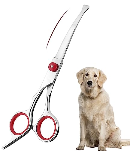 Hunde Scheren, Gebogene Fellschere Für Hunde, Hund und Katze Sicherheit Runde Spitze Grooming Schere, Edelstahl-Fellschere für Hunde und Katzen (Gebogene Schere) von Bubuxy