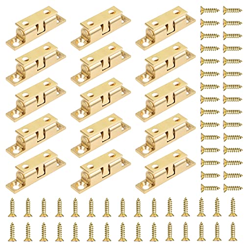 15 Stück Doppelkugelschnäpper Möbelschnäpper Messing Türschapper Türverschluß Messing Double Ball Roller Catch Tür Latch mit Schrauben für Schranktüren (32x6,5 mm) von Bubuyun