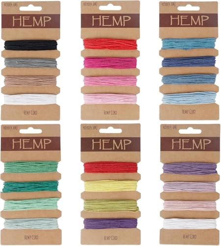 22 Farben Faden Schnur, 24 Stück 1mm Mehrfarbig Flachs Schnur Natürliche Schnur Seil Makramee Schmuck Micro Cord Kabel Bunte Hanfschnur Juteschnur für DIY Armbänder Crafting Basteln (108m) von Bubuyun