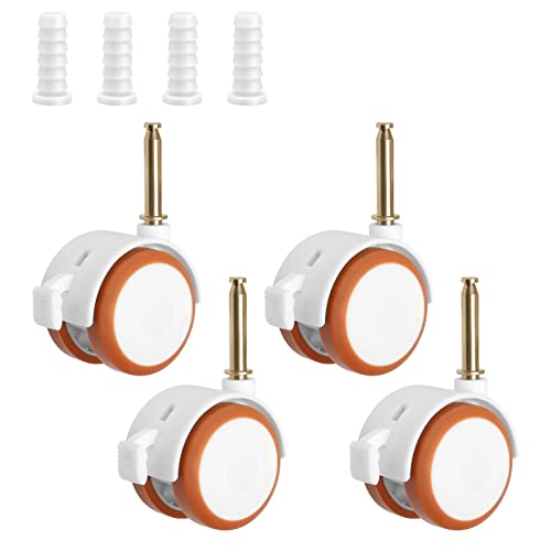 Bubuyun 4 PCS Lenkrollen für Kindermöbel Doppelrollen mit Hülse Stift Möbelrollen Schwerlastrollen Rollen für Möbel mit Bremse Gummirollen Sicherheit-Doppelrollen with Screw Cap Rubber Swivel Trolley von Bubuyun