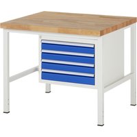 RAU Werkbank Serie 8000, HxBxT 840-1.040 x 1.000 x 900 mm, 4 x 100%-Auszug-Schubladen 4 x 90 mm, Breite 490 mm von RAU