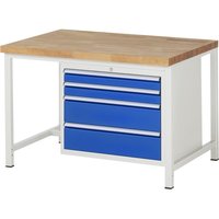 RAU Werkbank Serie 8000, HxBxT 840-1.040 x 1.250 x 900 mm, 4 x 90%-Auszug-Schubladen 2 x 90, 2 x 180 mm, Breite 680 mm von RAU