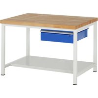 RAU Werkbank Serie 8000, HxBxT 840-1.040 x 1.250 x 900 mm, 1 Schublade, 1 Ablageboden Tiefe 650 mm von RAU