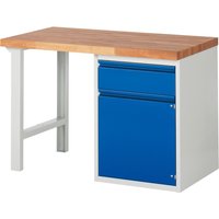 RAU Werkbank Serie 7000, 1 Container, HxBxT 840 x 1.250 x 700 mm, 1 x 90%-Auszug-Schublade, 1 Flügeltür, 1 Fachboden von RAU
