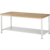 RAU Schwere Werkbank Serie 8000, 1 Ablageboden Tiefe 650 mm, HxBxT 840-1.040 x 2.000 x 900 mm von RAU