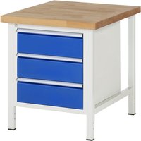 RAU Werkbank Serie 8000, HxBxT 840-1.040 x 750 x 900 mm, 3 x 90%-Auszug-Schubladen 3 x 180 mm, Schubladen-TK 100 kg von RAU
