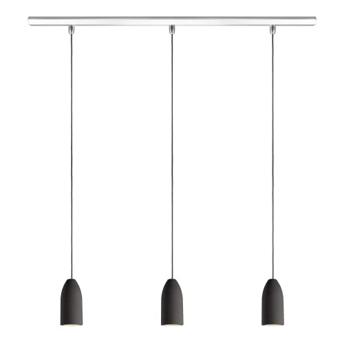 Buchenbusch urban design 3er Betonlampe dark edition, Industrie Deckenlampe mit Textilkabel Baumwolle, Pendelleuchte Esstisch von Buchenbusch urban design